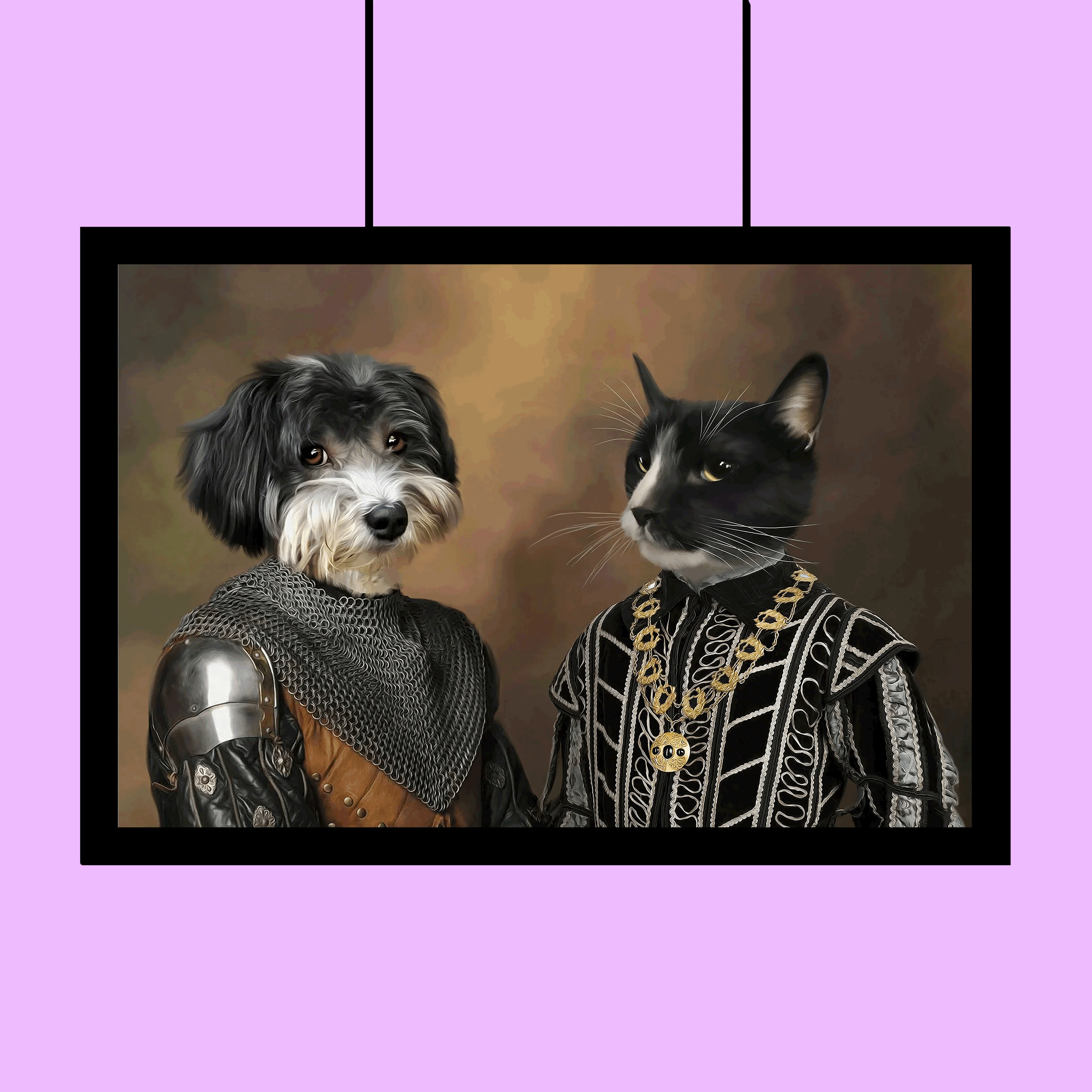 The Majestic Pair – Custom Multi-Pet Royal Portrait